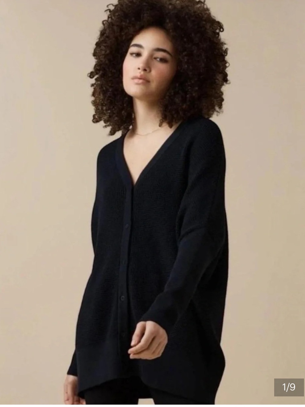 VETTA Black Oversized Button Down 2 Way Casual Knit Casual Cardigan Sweater XS